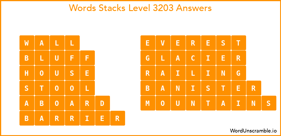 Word Stacks Level 3203 Answers