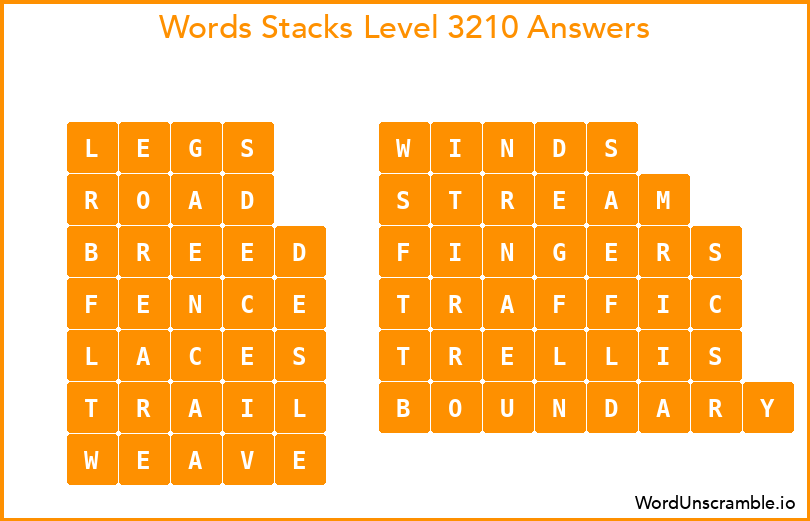 Word Stacks Level 3210 Answers