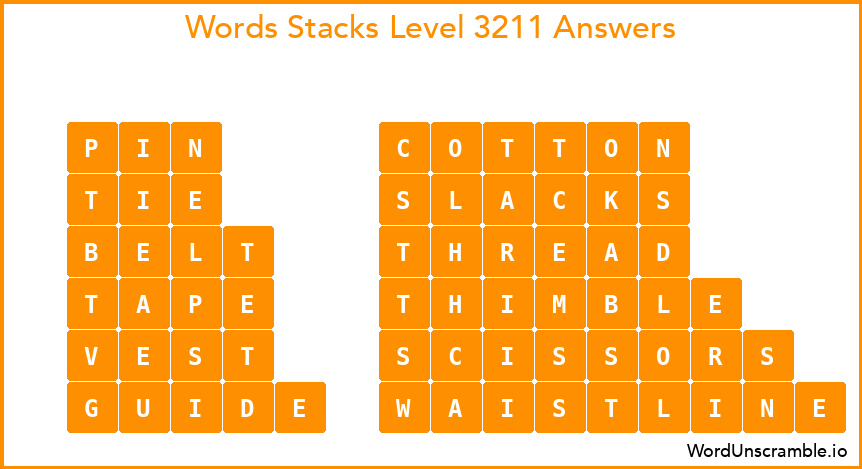 Word Stacks Level 3211 Answers