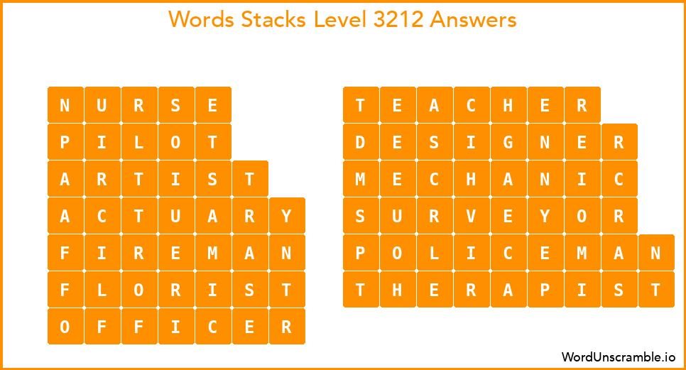 Word Stacks Level 3212 Answers