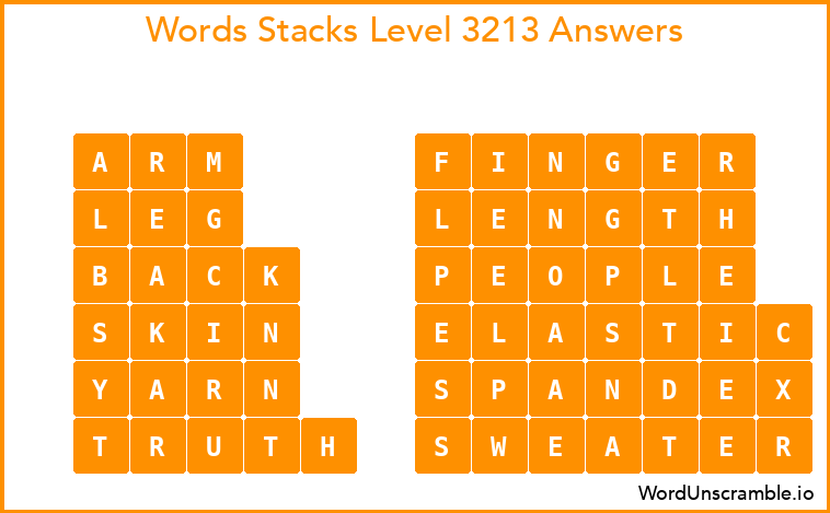Word Stacks Level 3213 Answers
