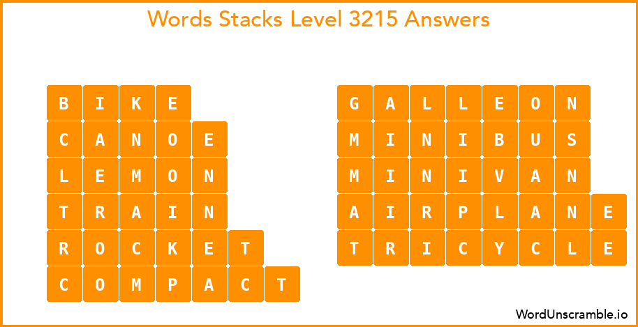 Word Stacks Level 3215 Answers