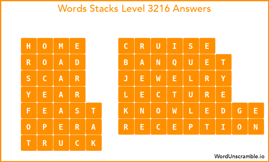 Word Stacks Level 3216 Answers