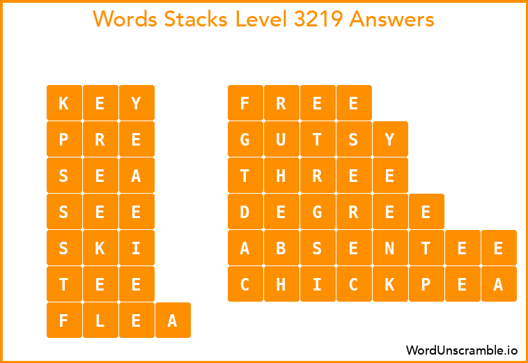 Word Stacks Level 3219 Answers