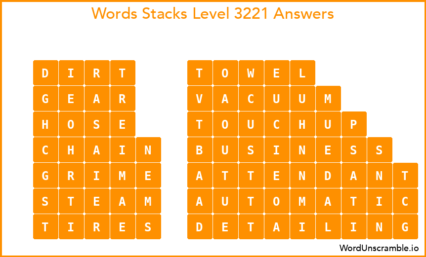 Word Stacks Level 3221 Answers