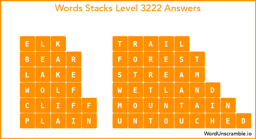 Word Stacks Level 3222 Answers