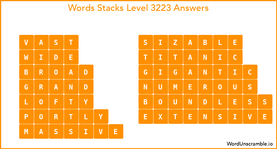 Word Stacks Level 3223 Answers