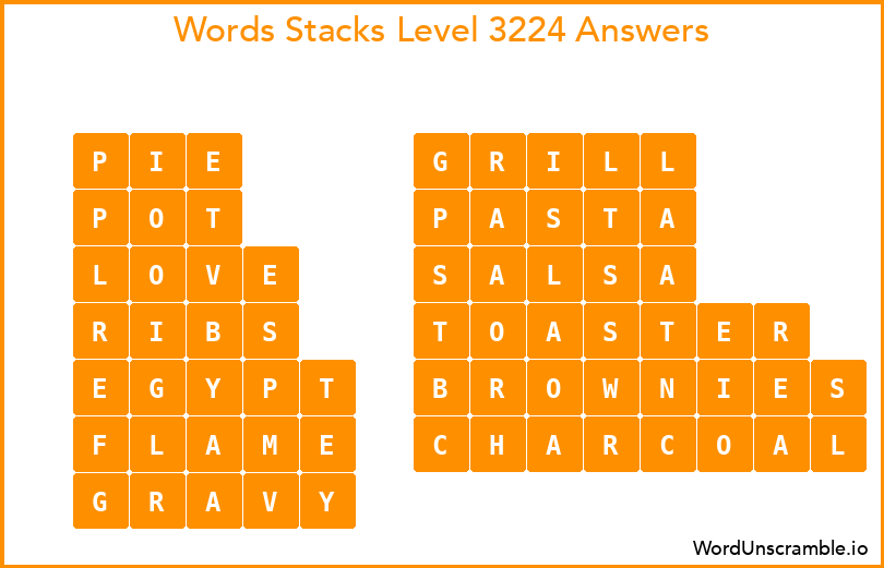 Word Stacks Level 3224 Answers
