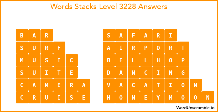 Word Stacks Level 3228 Answers