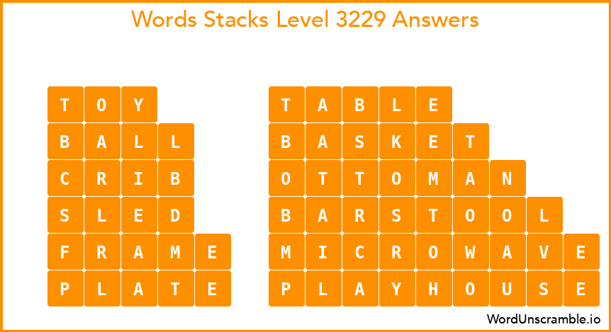 Word Stacks Level 3229 Answers