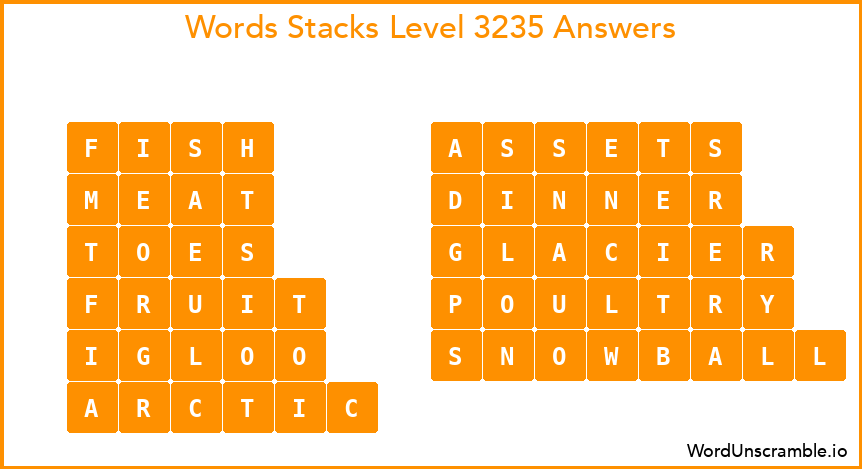 Word Stacks Level 3235 Answers