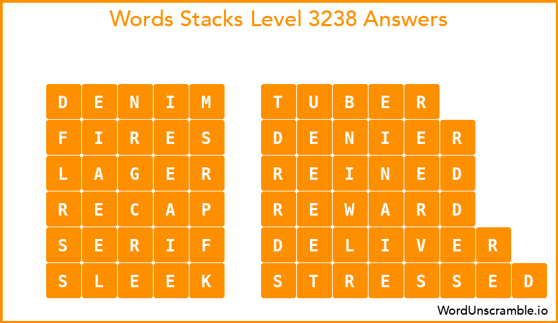 Word Stacks Level 3238 Answers