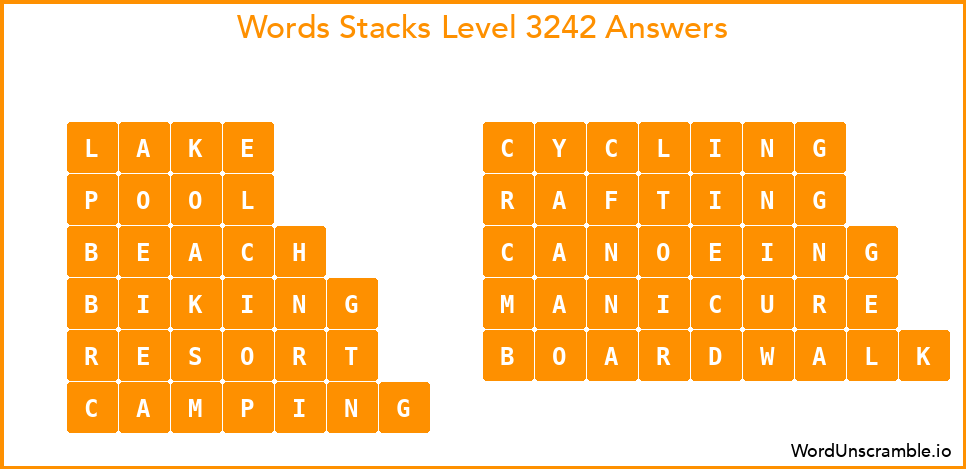 Word Stacks Level 3242 Answers