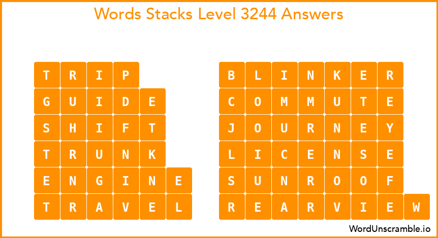 Word Stacks Level 3244 Answers
