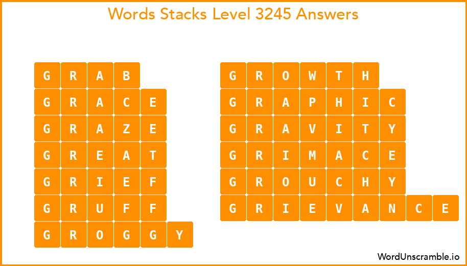 Word Stacks Level 3245 Answers