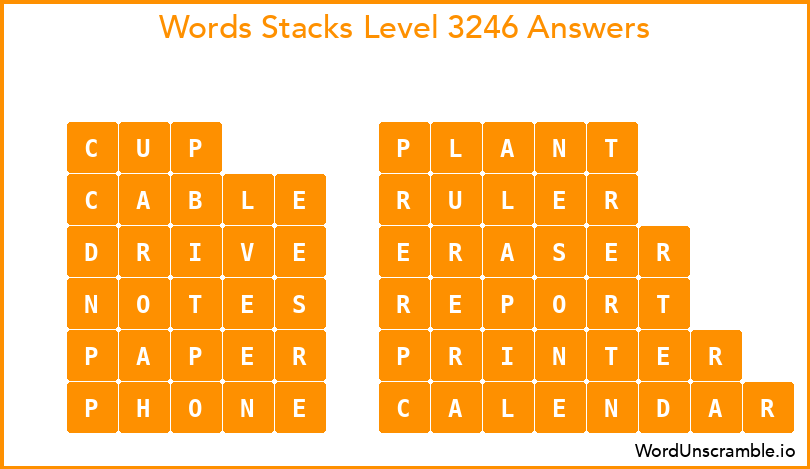 Word Stacks Level 3246 Answers