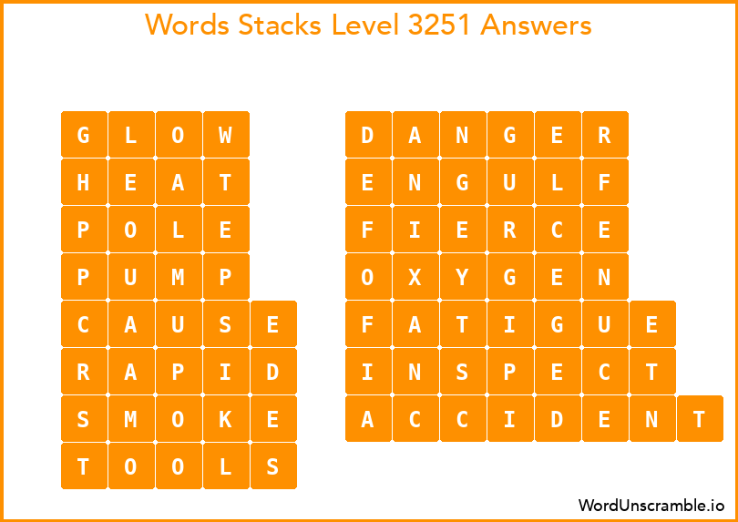 Word Stacks Level 3251 Answers
