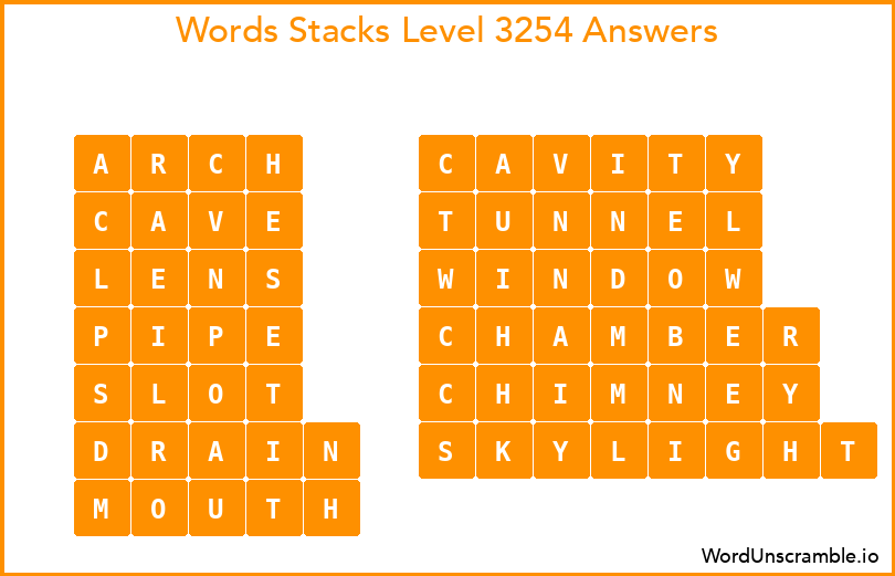 Word Stacks Level 3254 Answers