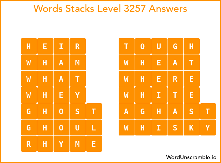 Word Stacks Level 3257 Answers