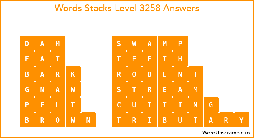 Word Stacks Level 3258 Answers