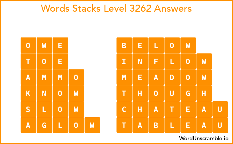 Word Stacks Level 3262 Answers