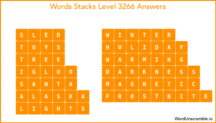 Word Stacks Level 3266 Answers