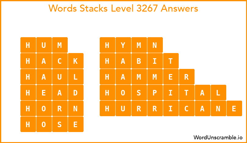 Word Stacks Level 3267 Answers