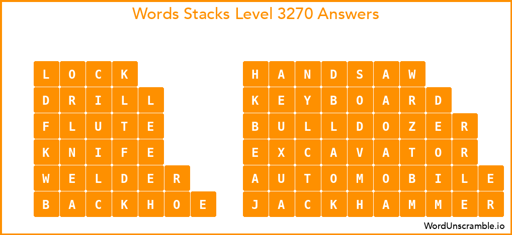 Word Stacks Level 3270 Answers