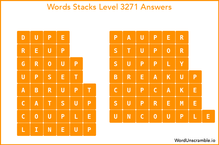 Word Stacks Level 3271 Answers