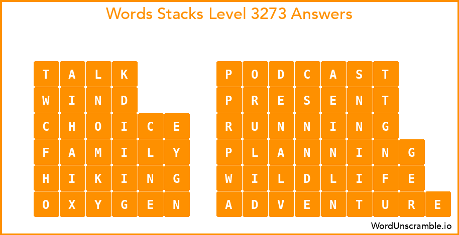 Word Stacks Level 3273 Answers