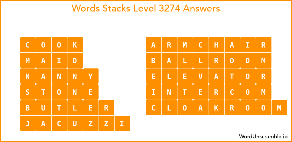 Word Stacks Level 3274 Answers