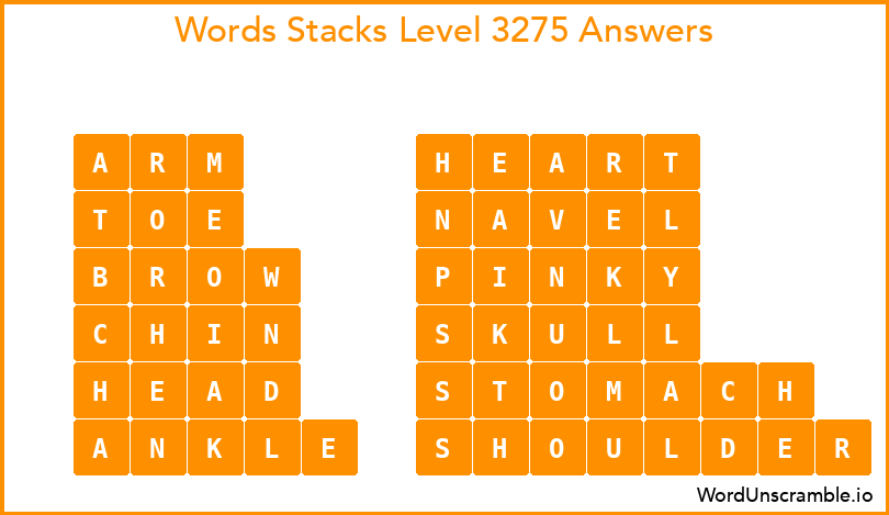 Word Stacks Level 3275 Answers