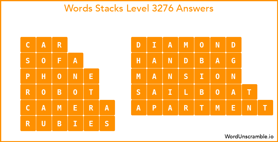 Word Stacks Level 3276 Answers