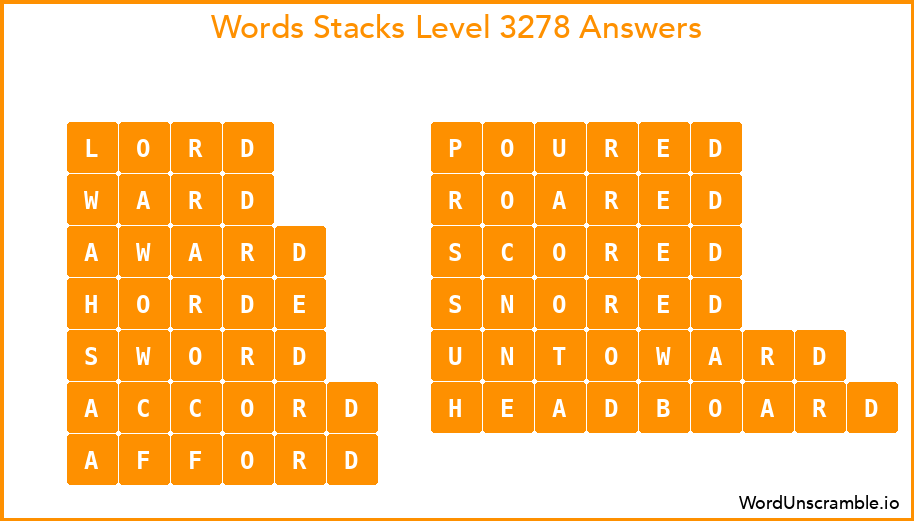 Word Stacks Level 3278 Answers