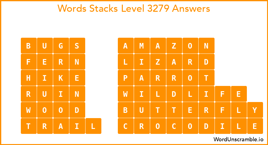 Word Stacks Level 3279 Answers