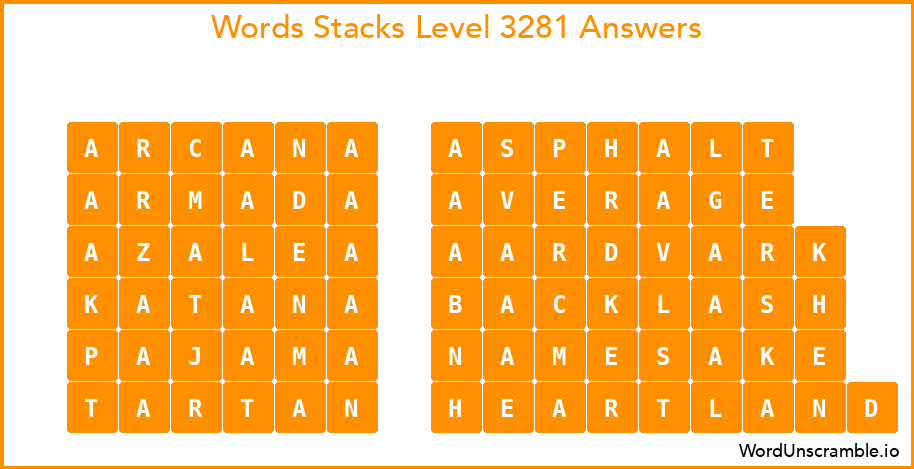 Word Stacks Level 3281 Answers