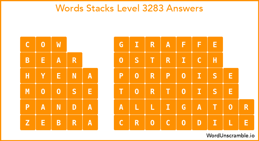 Word Stacks Level 3283 Answers
