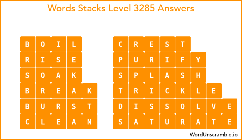 Word Stacks Level 3285 Answers