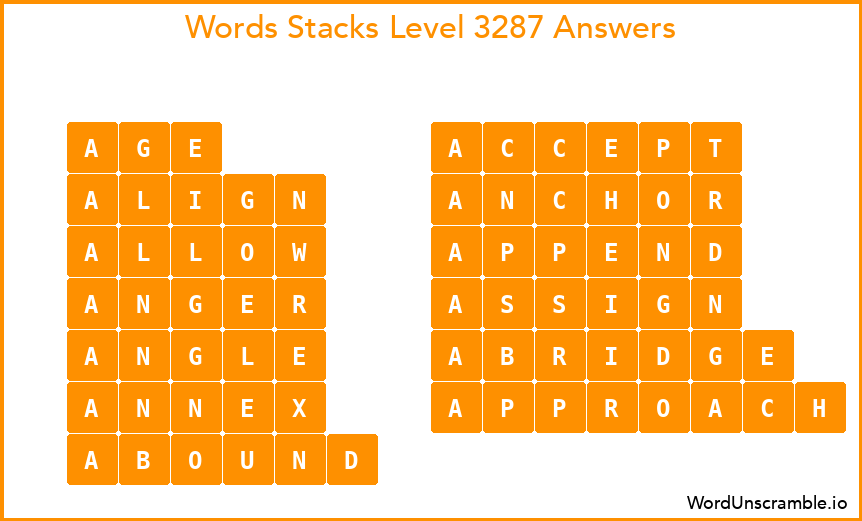 Word Stacks Level 3287 Answers