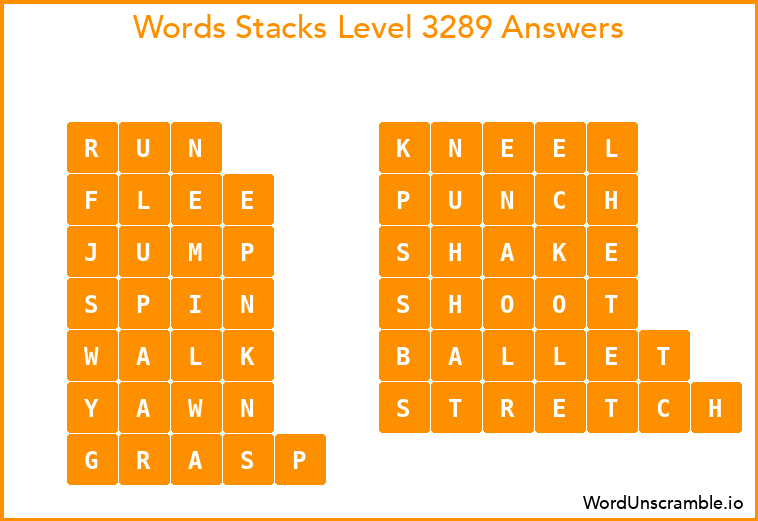 Word Stacks Level 3289 Answers