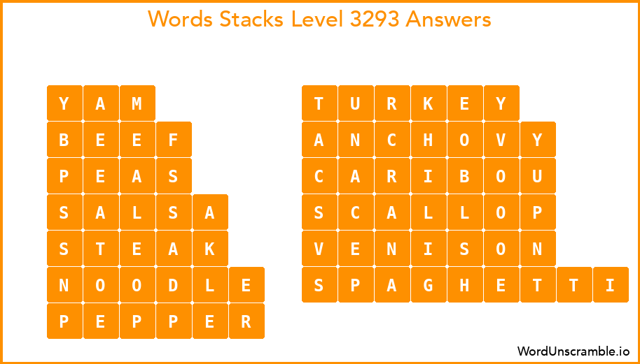 Word Stacks Level 3293 Answers
