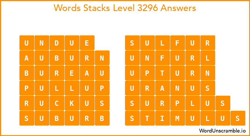 Word Stacks Level 3296 Answers