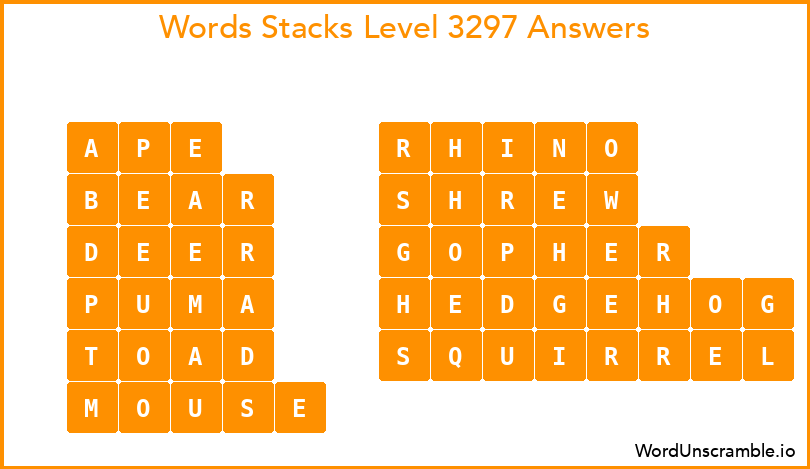 Word Stacks Level 3297 Answers