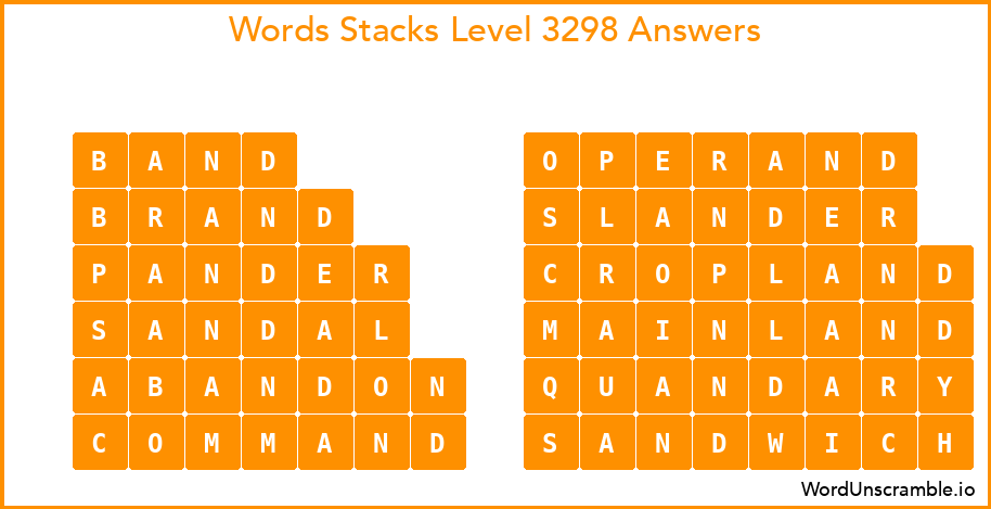Word Stacks Level 3298 Answers