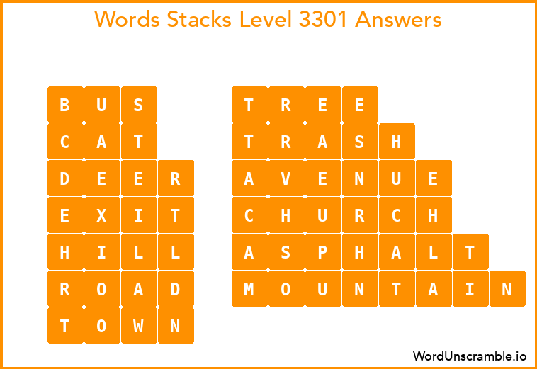 Word Stacks Level 3301 Answers