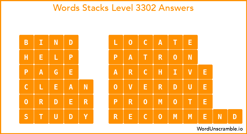 Word Stacks Level 3302 Answers