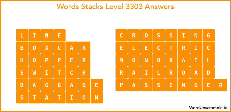 Word Stacks Level 3303 Answers