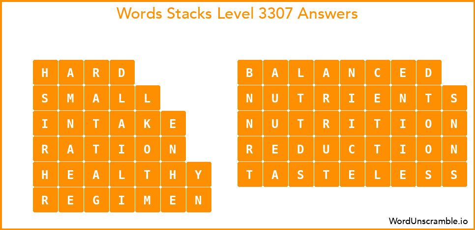 Word Stacks Level 3307 Answers