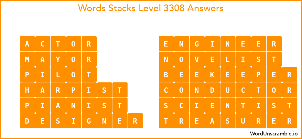 Word Stacks Level 3308 Answers