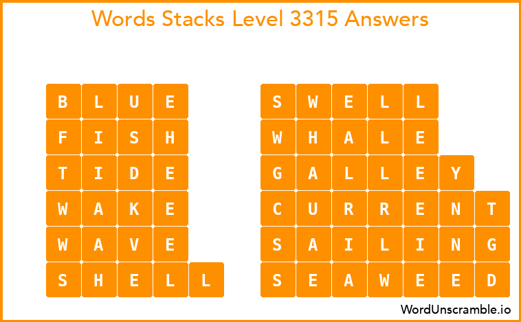 Word Stacks Level 3315 Answers